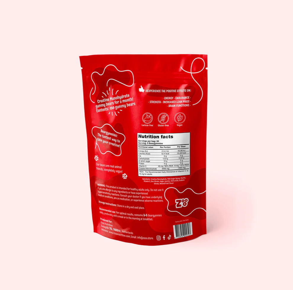 Creatina monohidrata sub forma de jeleuri, Zooo Nutrition, Creatine Beargymmies, 150 de jeleuri [1]