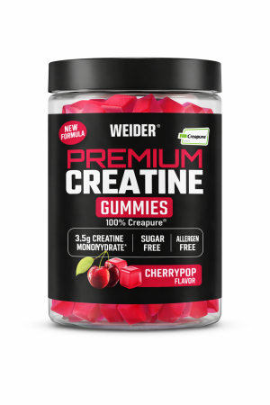 Creatina - Creatina monohidrata, Weider, Premium Creapure Creatine Gummies, Cherry Pop, 60 de jeleuri