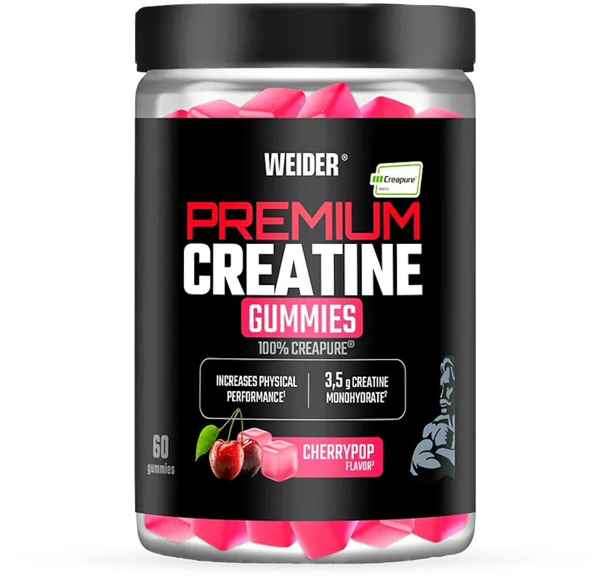 Monohidrata - Creatina monohidrata, Weider, Premium Pure Creatine Gummies Cherry Pop, 60 de jeleuri
