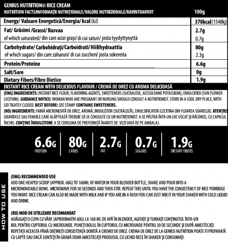 Crema de orez, Genius Nutrition, Rice Cream, 1kg, pudra [1]