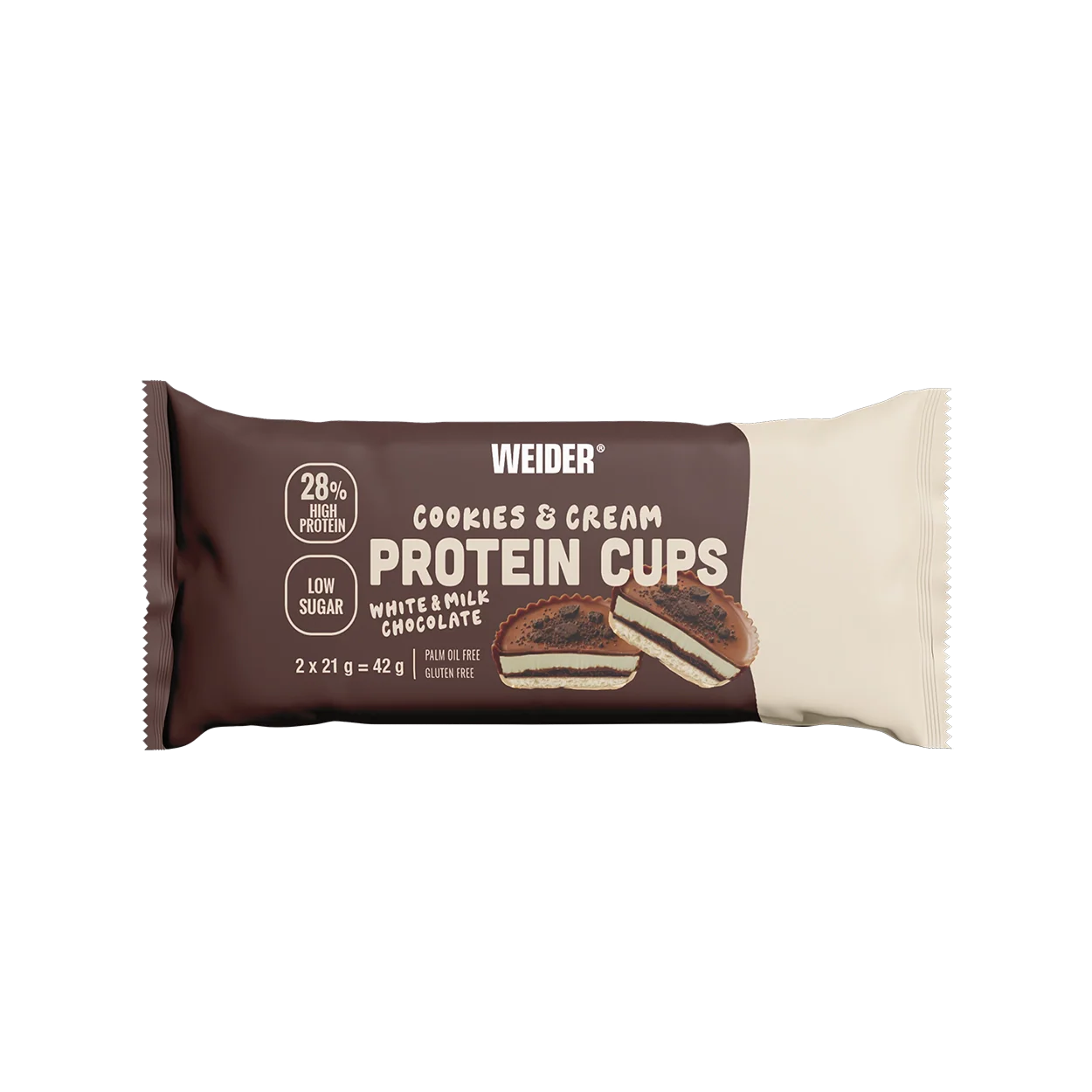 Goodies & Snacks - Prajituri proteice, Weider, Protein Cups, 2 cupe umplute, 42 de grame