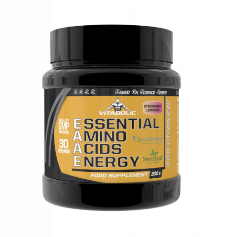 Pre-workout - Aminoacizi + cofeina, Vitabolic, EAA Energy, 300 de grame, pudra