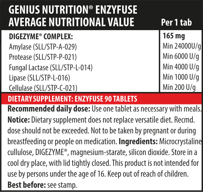 Enzime digestive, Genius Nutrition, Enzyfuse, 90 de tablete [1]