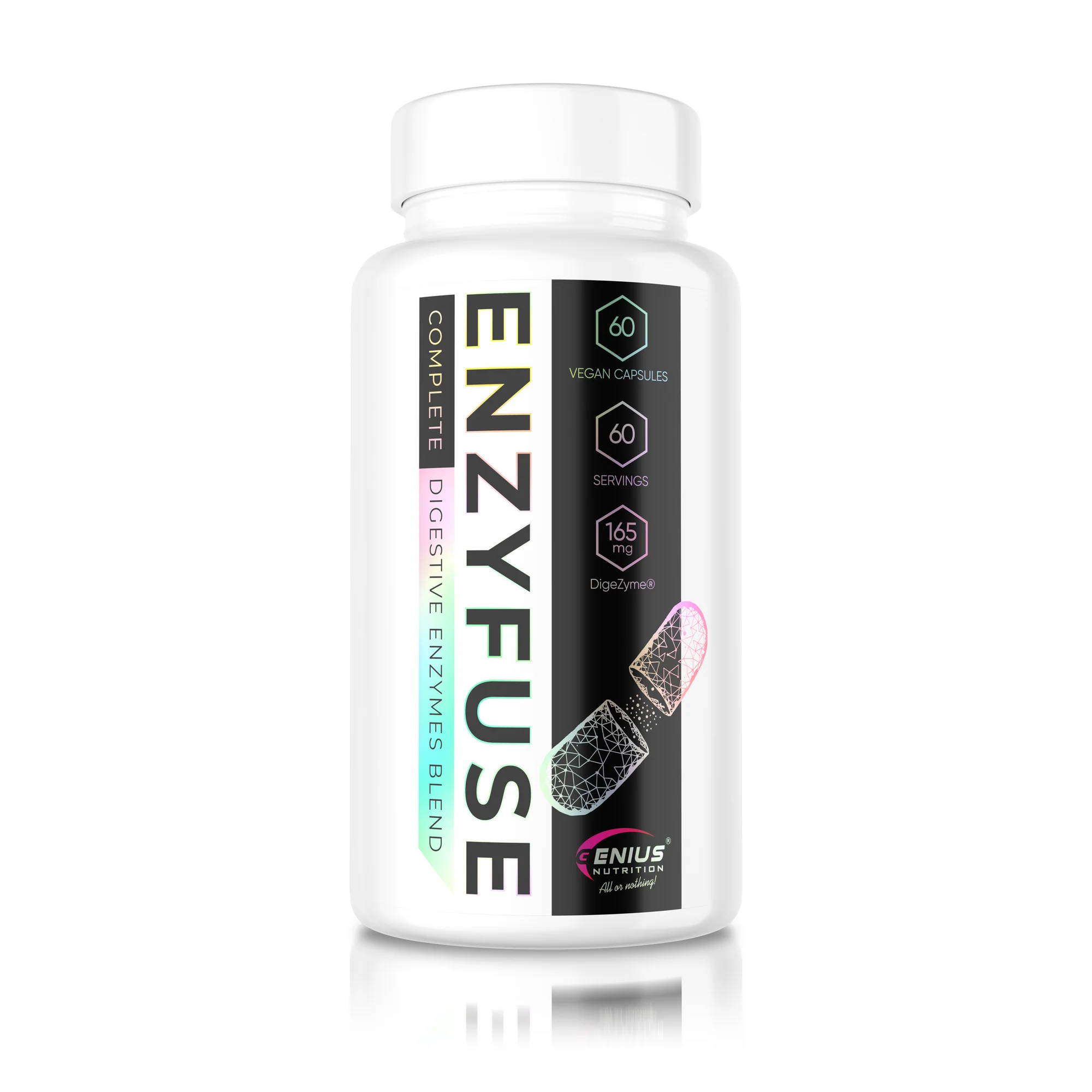Digestie & Microbiom - Enzime digestive, Genius Nutrition, Enzyfuse, 60 de portii, 60 de capsule