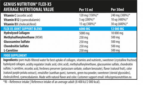 Colagen hidrolizat, Genius Nutrition, Flex-X5 Liquid, sticla de 500ml [1]