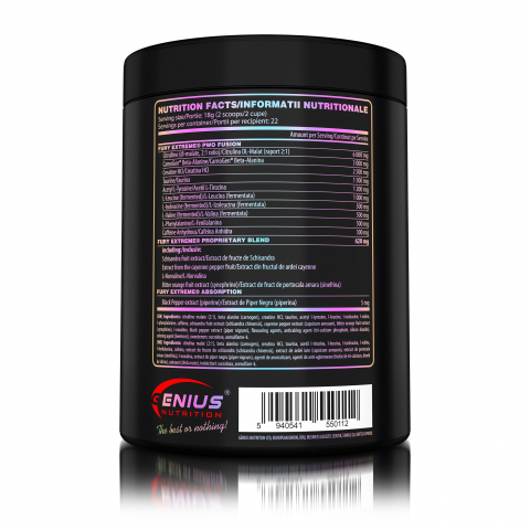 Pre-workout, Genius Nutrition, Fury extreme, 400 de grame, pudra [2]