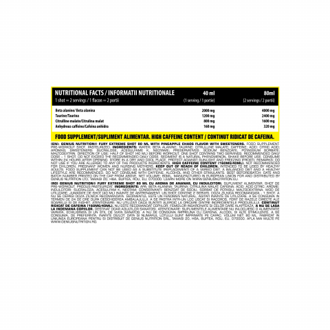 Pre-workout, Genius Nutrition, Fury Extreme, shot de 80ml [1]