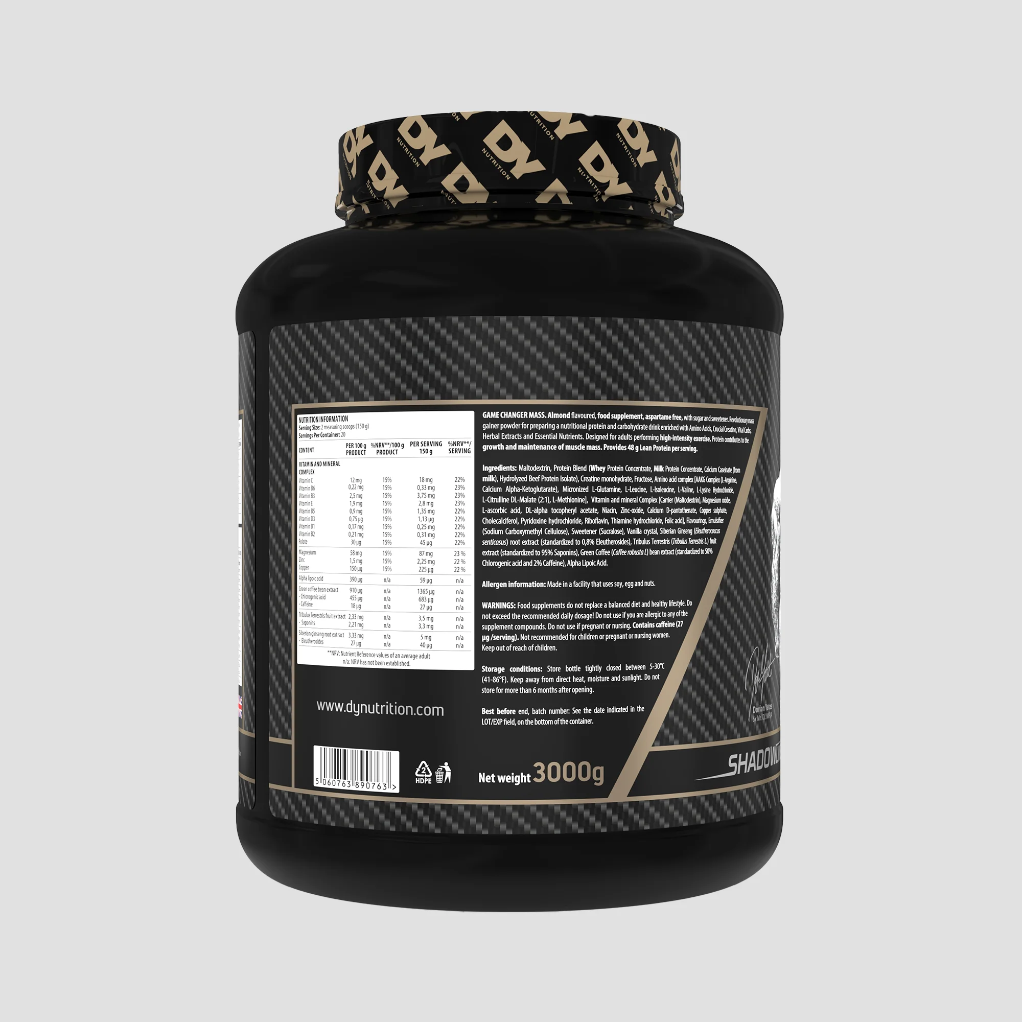 Gainer, DY Nutrition,  Game Changer Mass, 3Kg, pudra [6]
