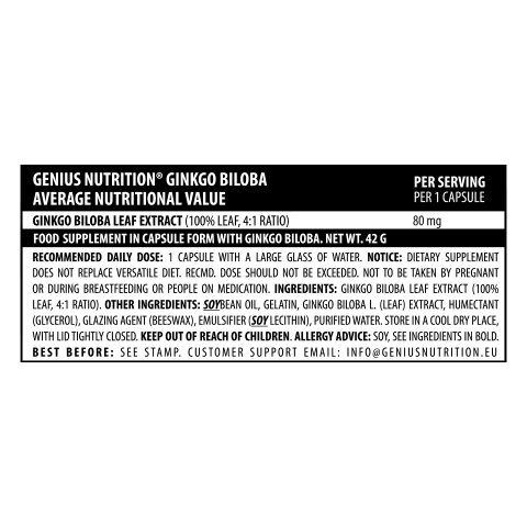 Ginkgo Biloba, Genius Nutrition, 60 de capsule cu lichid [1]
