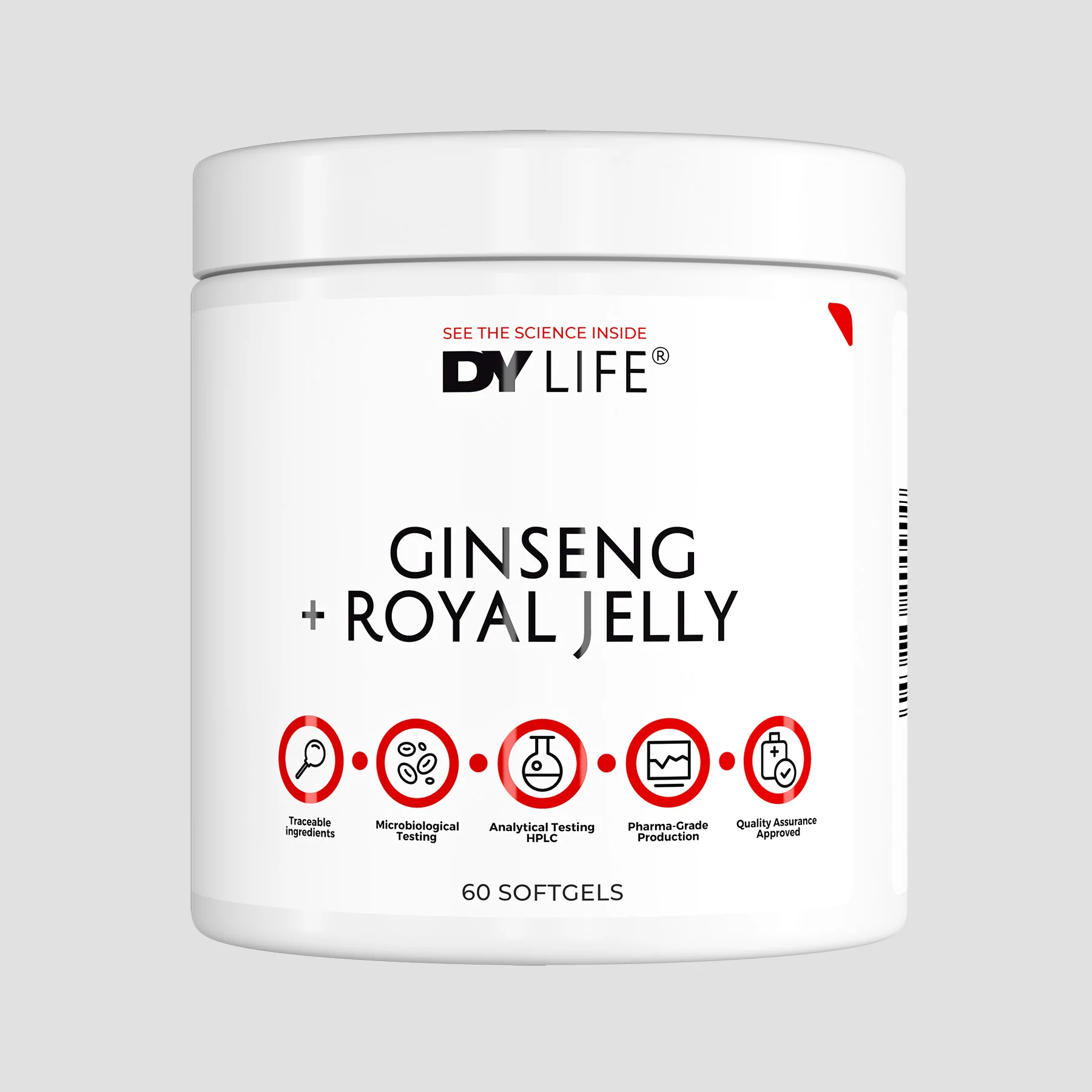 Optimizator testosteron - Ginseng cu laptisor de matca, DY Life, Ginseng + Royal Jelly, 60 de capsule moi