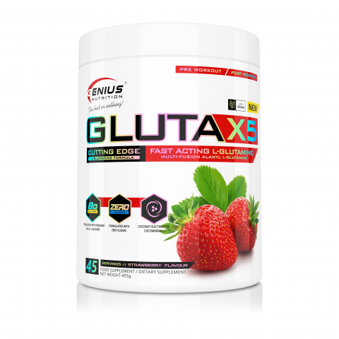 Glutamina - Glutamina, Genius Nutrition, Gluta-X5, 405 grame, pudra