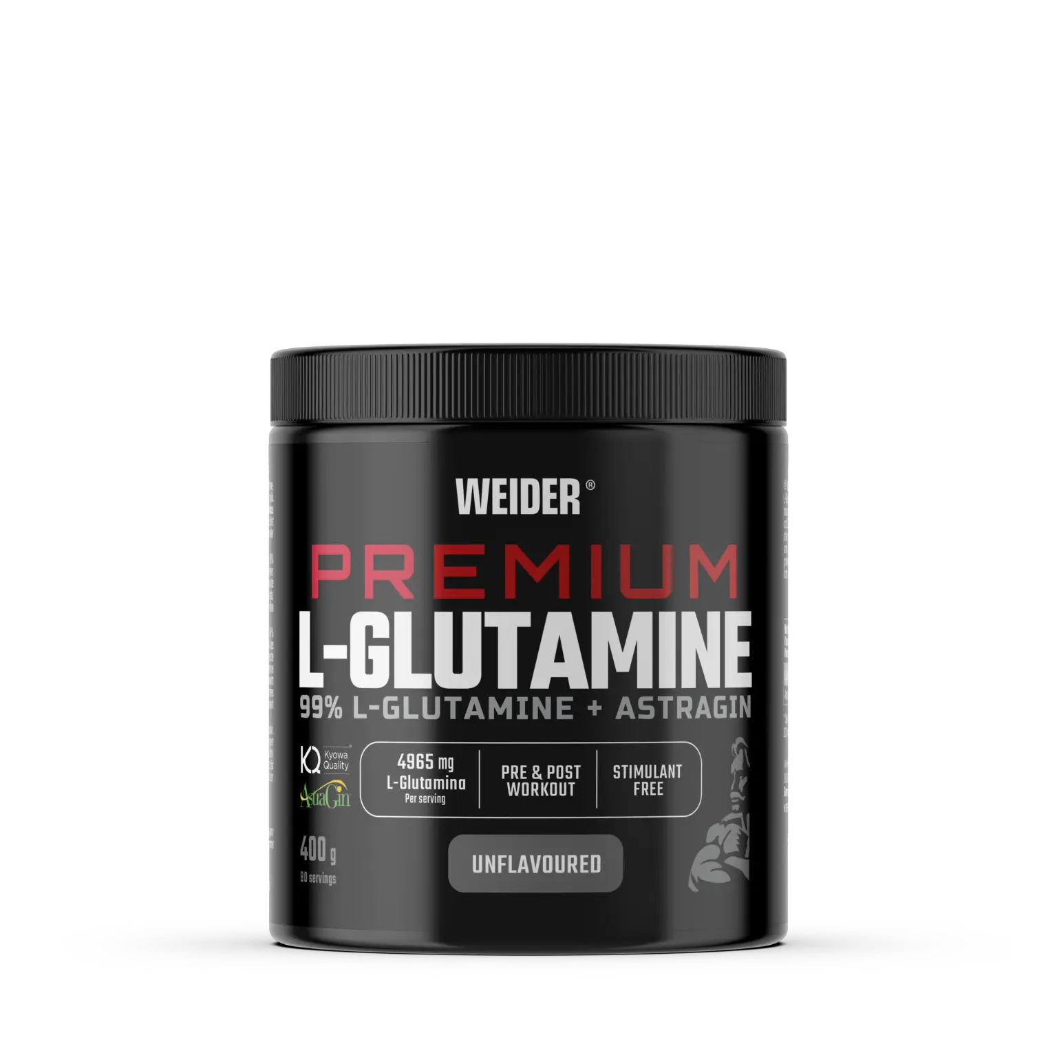 Glutamina - Glutamina, Weider, Premium L-Glutamine + Astragin, 400 de grame, pudra