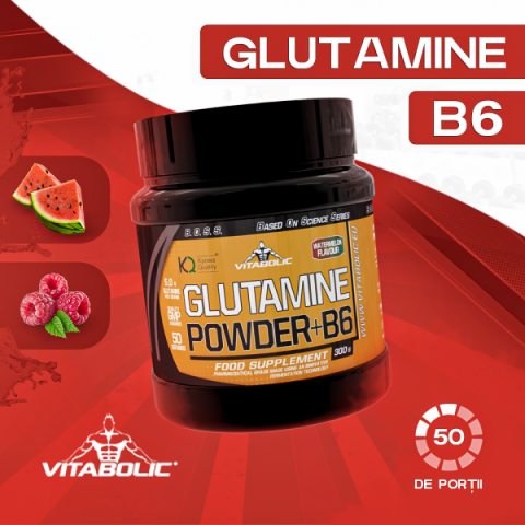 Glutamina + Vitamina B6, Vitabolic, Glutamine Powder + B6, 300 de grame, pudra [3]