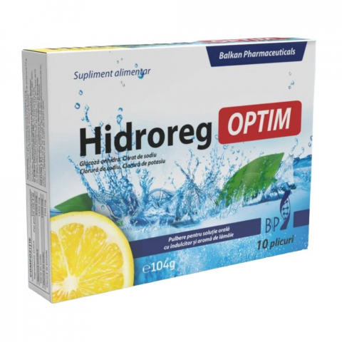 Nutritie sportiva - Saruri de hidratare, Balkan Pharmaceuticals, Hidroreg OPTIM, 10 plicuri