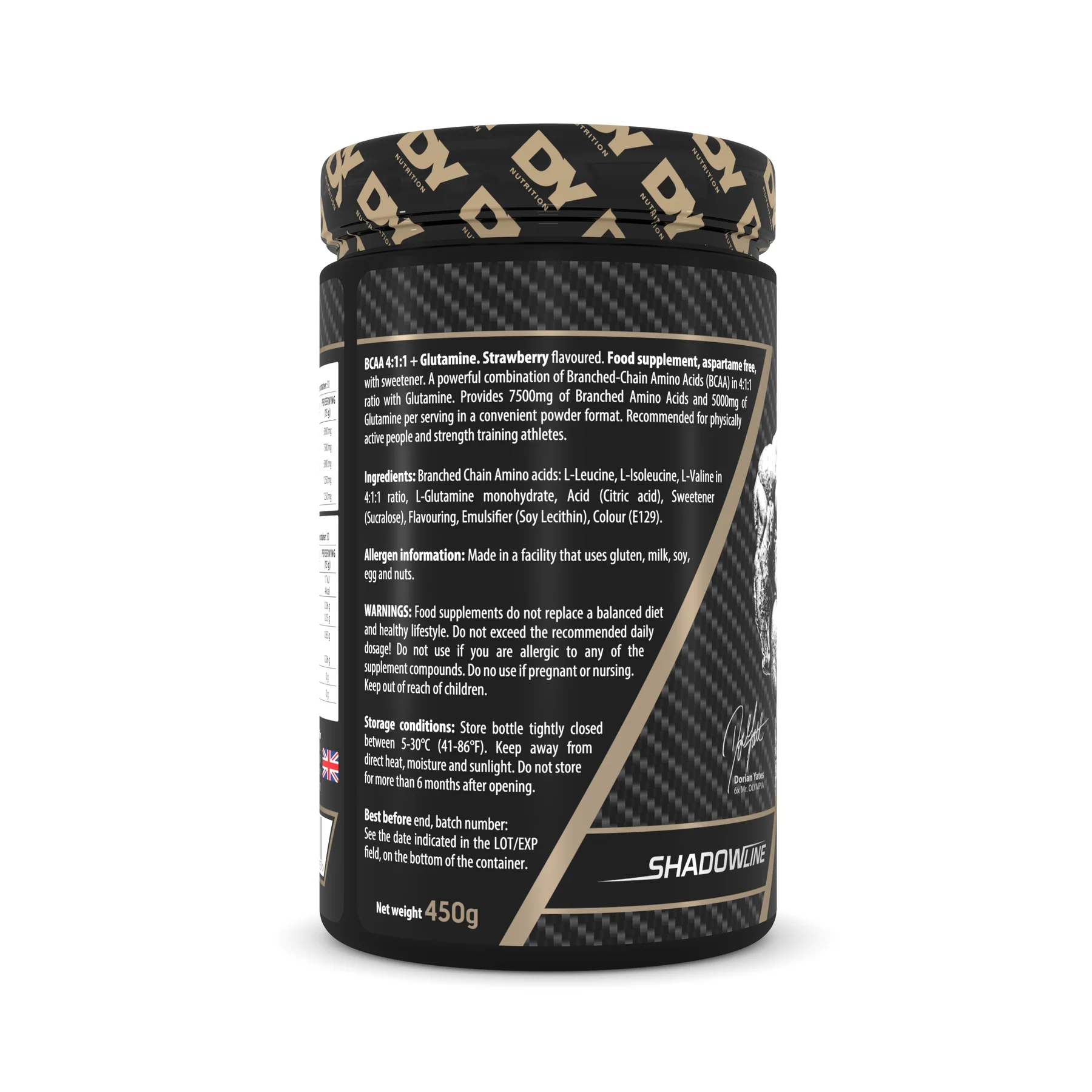 Aminoacizi, DY Nutrition, HIT BCAA 4:1:1 + Glutamine, 450 de grame, pudra [1]