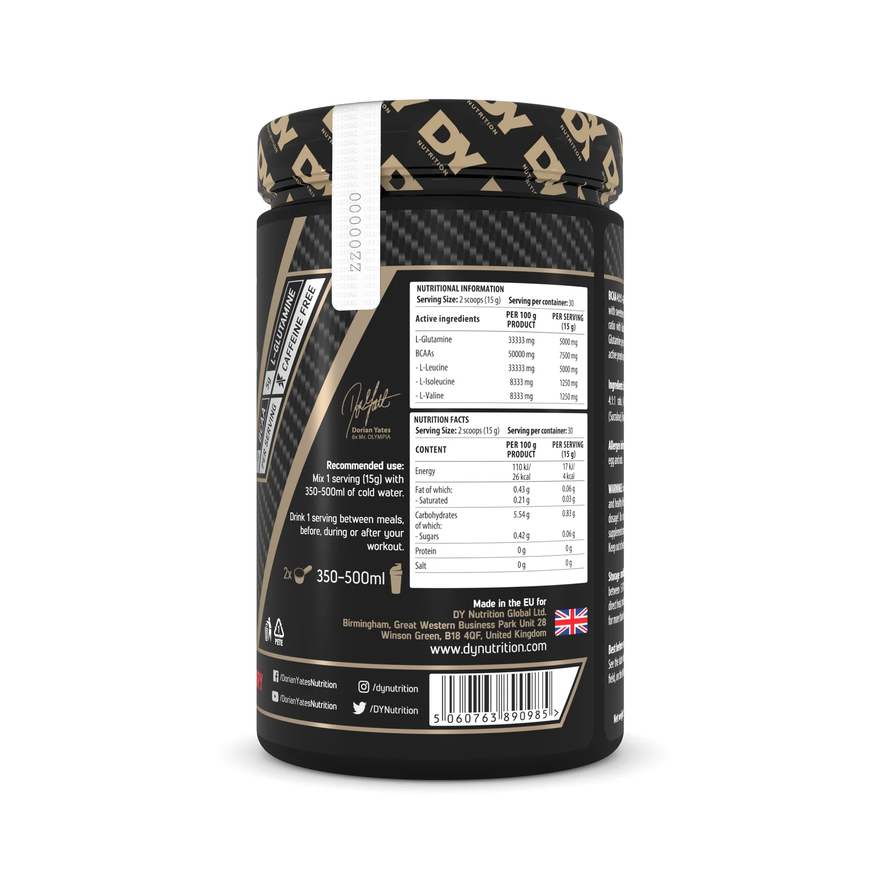 Aminoacizi - Aminoacizi, DY Nutrition, HIT BCAA 4:1:1 + Glutamine, 450 de grame, pudra