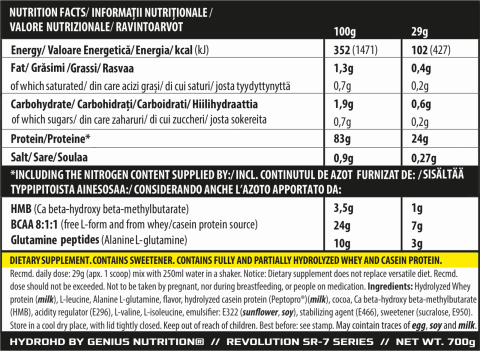 Hidrolizat proteic, Genius Nutrition, Hydro-HD, 700 de grame, pudra proteica [1]