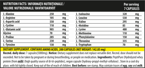 Complex de aminoacizi, Genius Nutrition, iAmino, 200 de capsule [1]