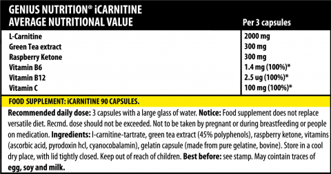 Carnitina, Genius Nutrition, iCarnitine, 90 de capsule [1]