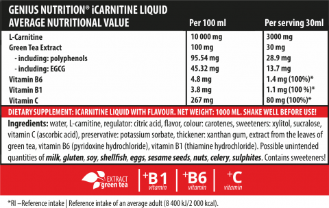 Carnitina lichida, Genius Nutrition, iCarnitine, sticla de 1 litru [1]