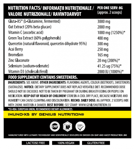 Supliment pentru sistemul imunitar, Genius Nutrition, Imuno-X5, 240 de grame, pudra [1]