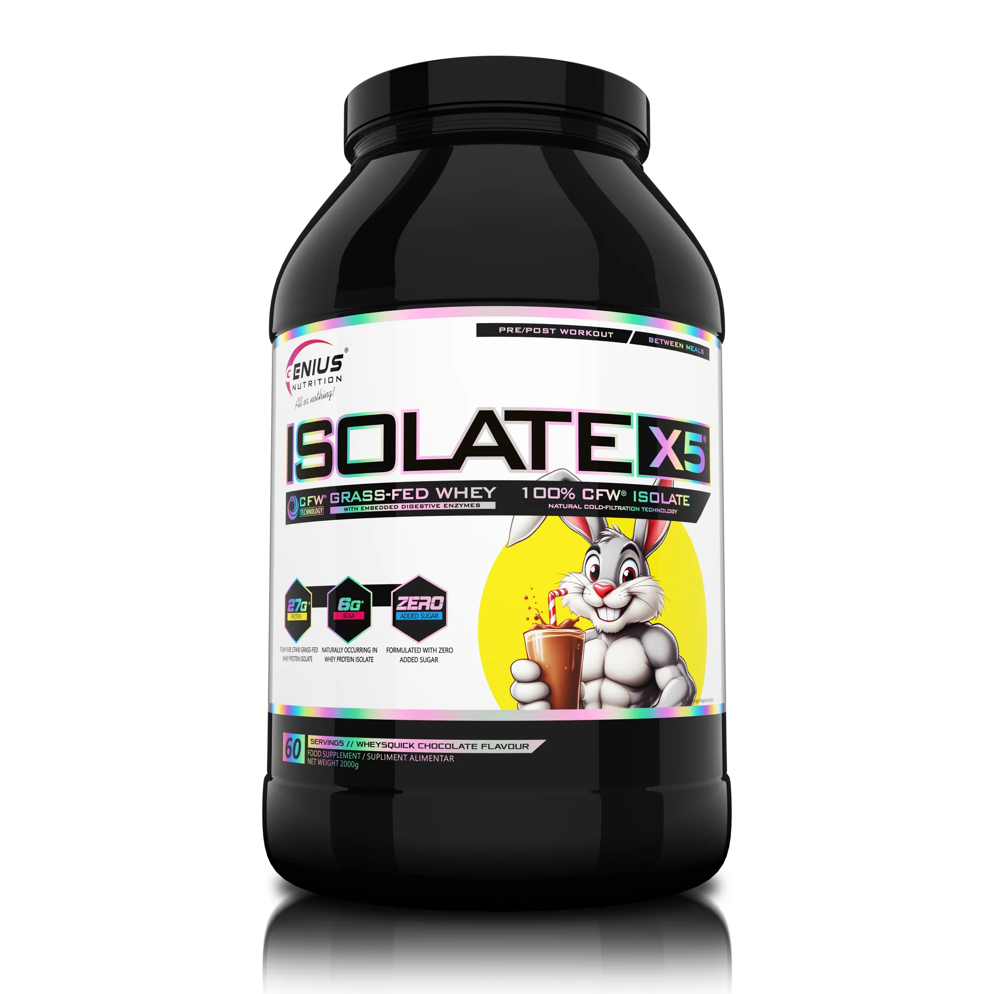 Izolat - Izolat proteic, Genius Nutrition, Isolate-X5, 2kg, pudra proteica