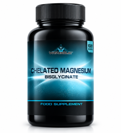 Magneziu - Magneziu bisglicinat chelat, Vitabolic, Chelated Magnesium Bisglycinate, 100 de capsule