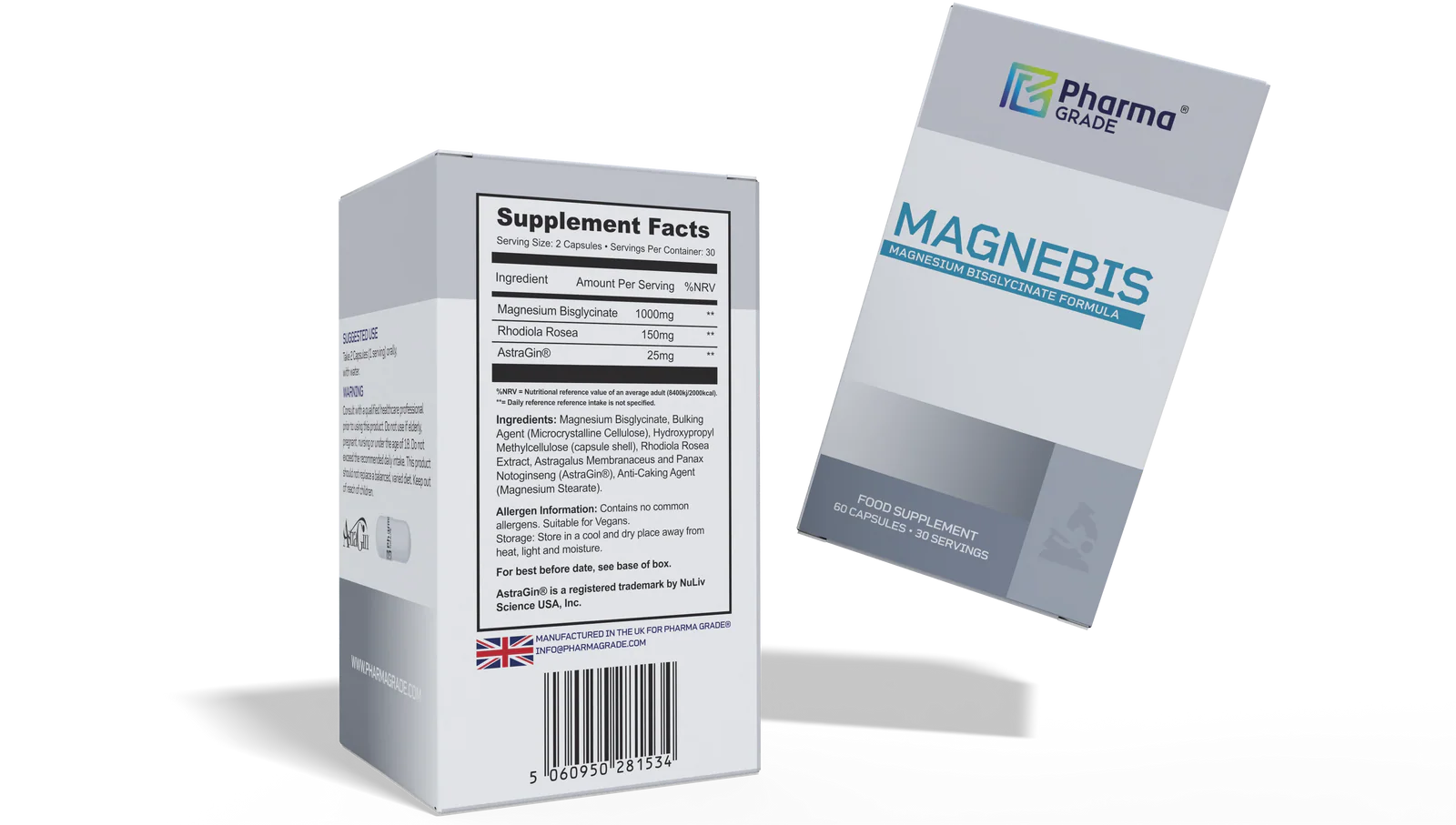 Magneziu bisglicinat, Pharma Grade, Magnebis, 60 de capsule [3]