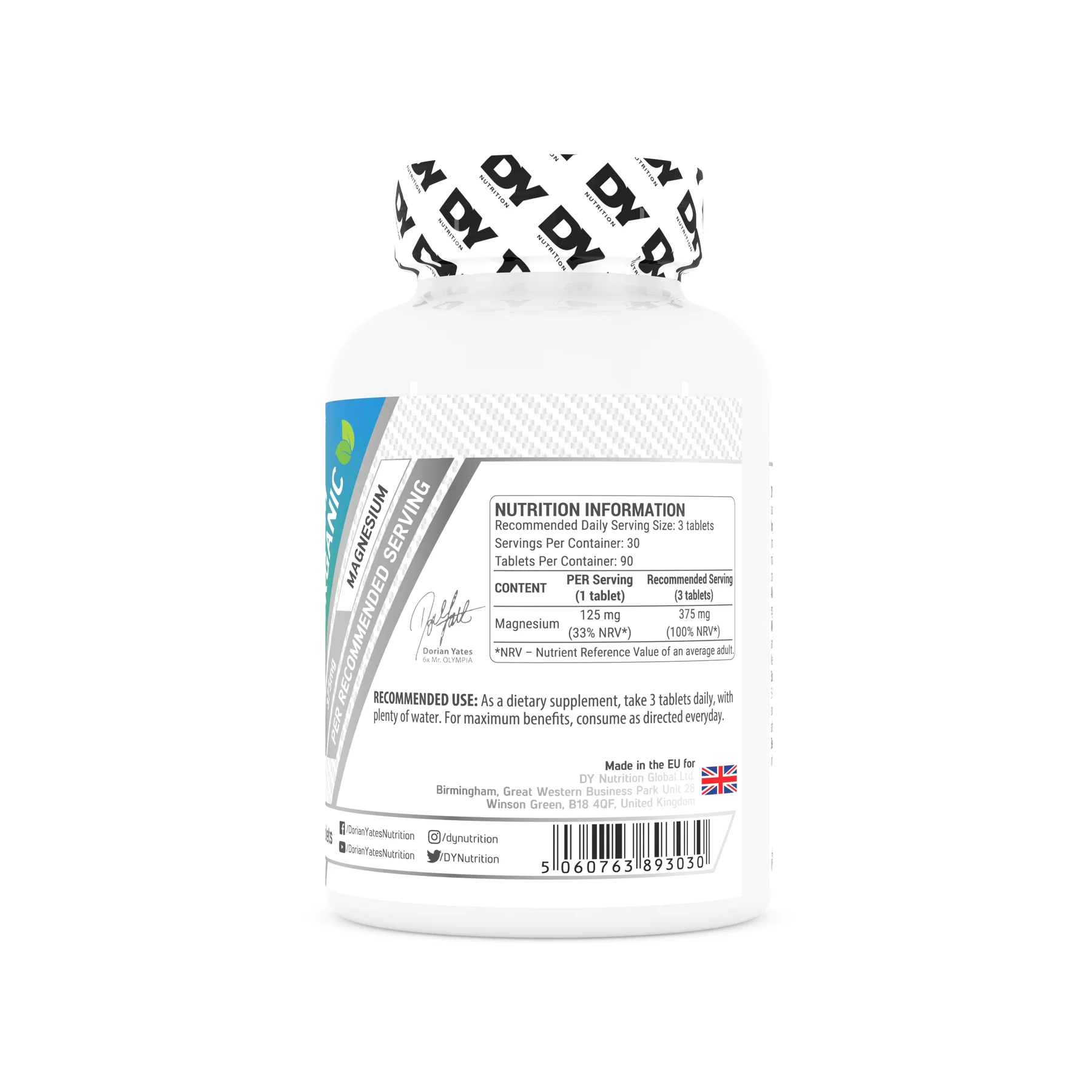 Magneziu, DY Nutrition, Magnesium Organic, 90 de tablete [2]