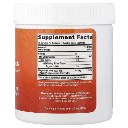 Magneziu Treonat jeleuri, Life Extension, Neuro-Mag Magnesium L-Threonate, 15 portii, 60 de jeleuri [1]