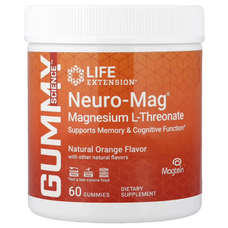Magneziu - Magneziu Treonat jeleuri, Life Extension, Neuro-Mag Magnesium L-Threonate, 15 portii, 60 de jeleuri
