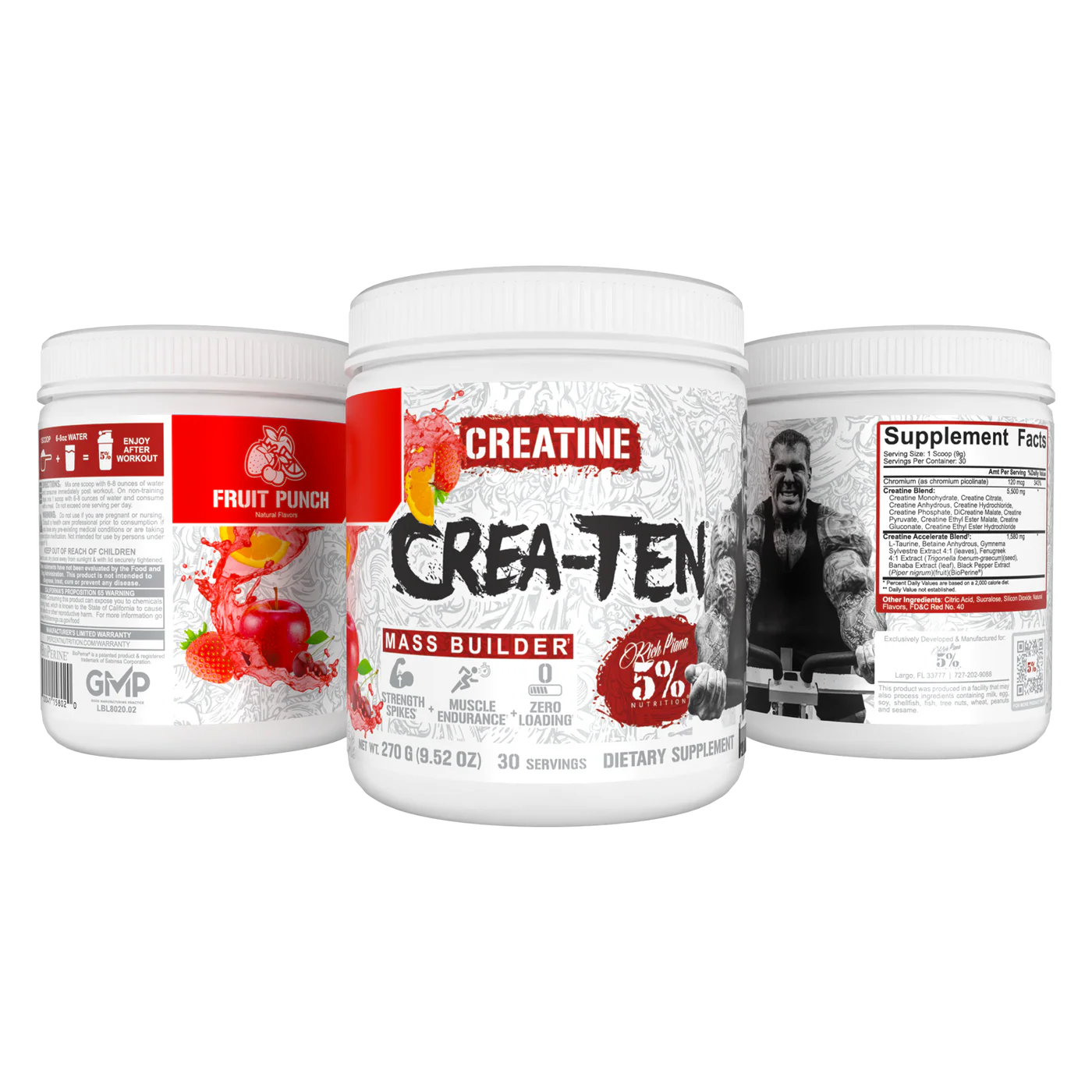 Matrice de creatina, 5% Rich Piana, Crea-Ten, 270 de grame, pudra [2]