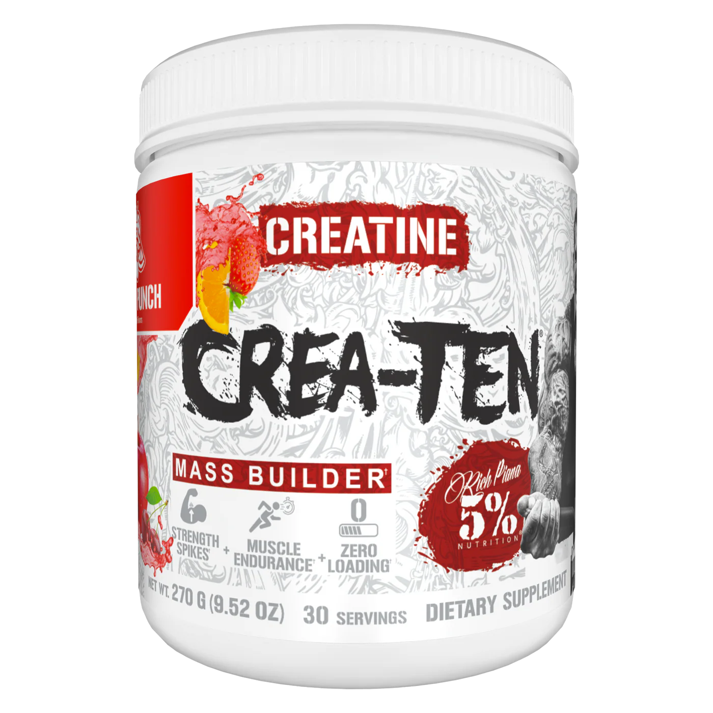 Matrice de creatina, 5% Rich Piana, Crea-Ten, 270 de grame, pudra [3]