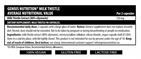 Armurariu, Genius Nutrition, Milk Thistle, 90 de capsule [1]