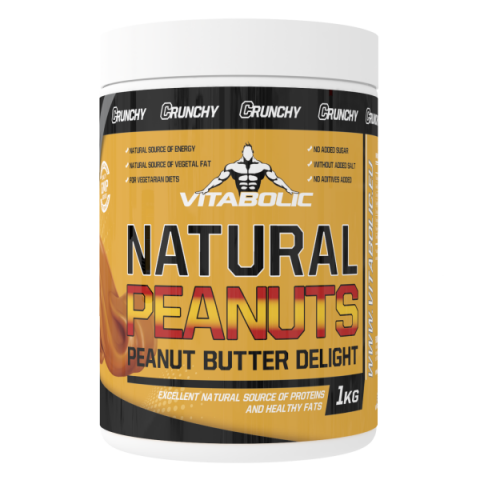 Gustari proteice - Unt de arahide, Vitabolic, Natural Peanuts Butter, borcan de 1kg