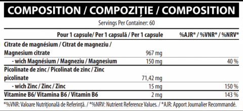 Magneziu + Zinc, Vitabolic, ZMA, 60 de capsule [1]