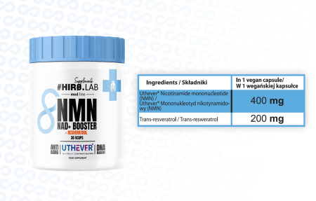 Nicotinamide mononucleotide, Hiro.Lab, NMN NAD+ Booster + Resveratrol, 30 de capsule [1]