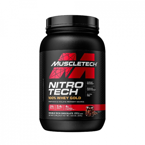 Proteina - Izolat proteic, Muscletech, Nitro Tech 100% Whey Gold, 921 de grame, pudra proteica