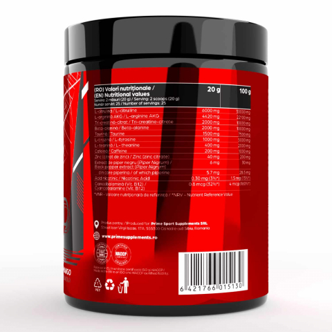 Pre-workout, Prime, NITROX 3D, 500 de grame, pudra [2]