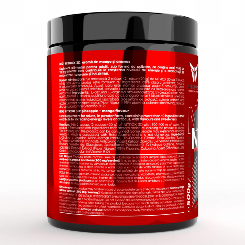 Pre-workout, Prime, NITROX 3D, 500 de grame, pudra [1]