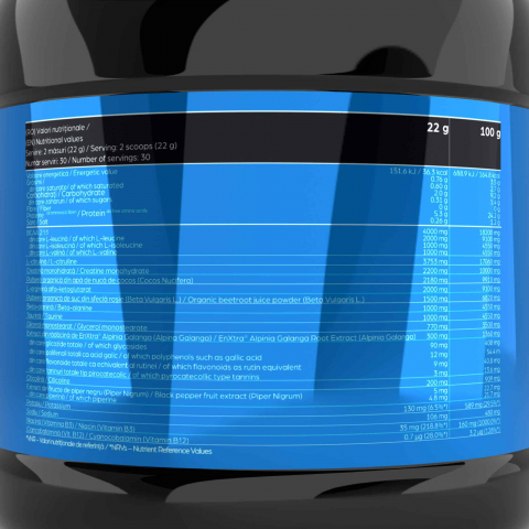Pre-workout fara cofeina, Prime, Nitrox NO-STIM, 660 de grame, pudra [2]