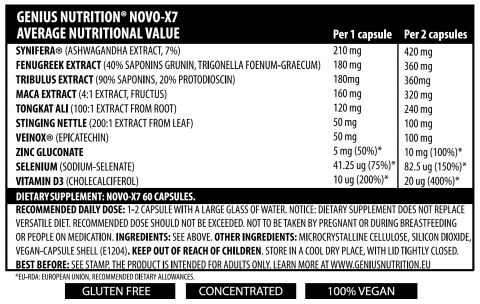 Optimizator de testosteron, Genius Nutrition, Novo-X7, 60 de capsule [1]