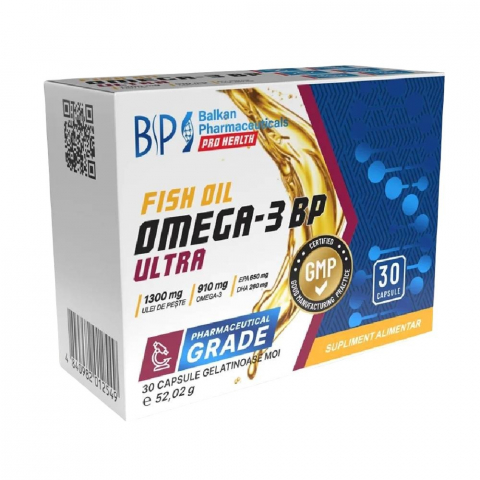 Omega 3 - Omega 3, Balkan Pharmaceuticals, Fish Oil Omega-3 BP Ultra, 30 de capsule moi