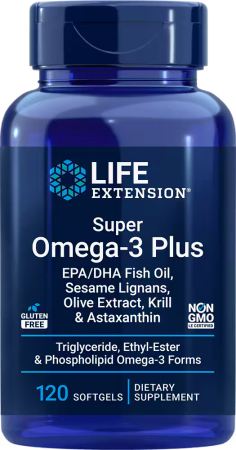 Omega 3 & Acizi grasi - Omega 3 + Krill si Astaxantina, Life Extension, Super Omega-3 Plus EPA/DHA Fish Oil, Sesame Lignans, Olive Extract, Krill&Astaxanthin, 60 de portii, 120 de capsule moi