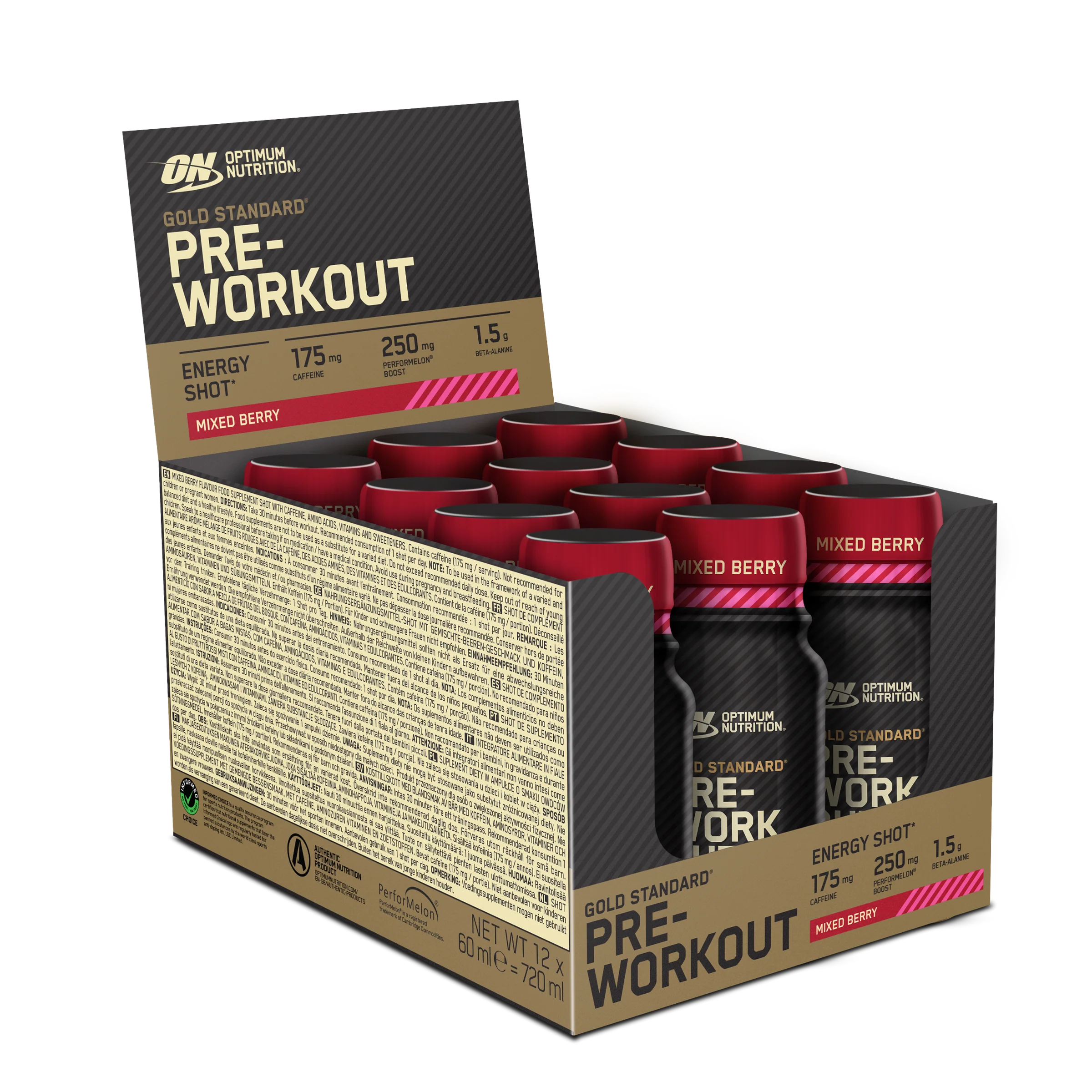 Pre-workout cu cofeina, Optimum Nutrition, Gold Standard, shot de 60ml [1]