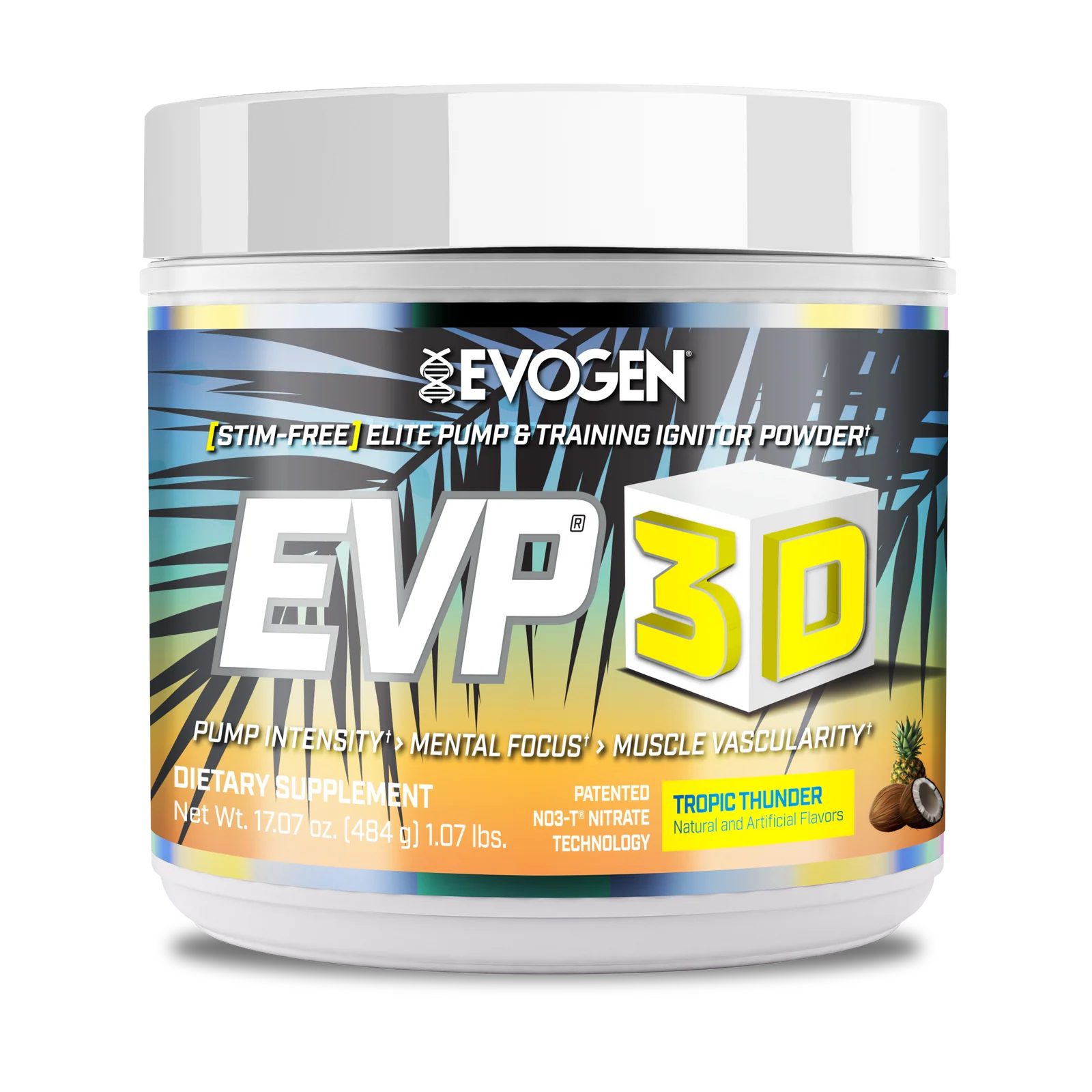 Fara cofeina, non-stim - Pre-workout fara cofeina, Evogen, Evp 3D Stim-free, 480 de grame, pudra
