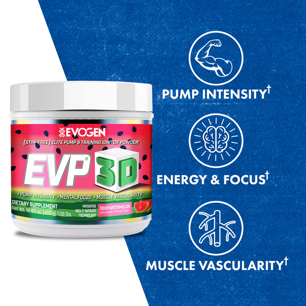 Pre-workout fara cofeina, Evogen, Evp 3D Stim-free, 480 de grame, pudra [2]