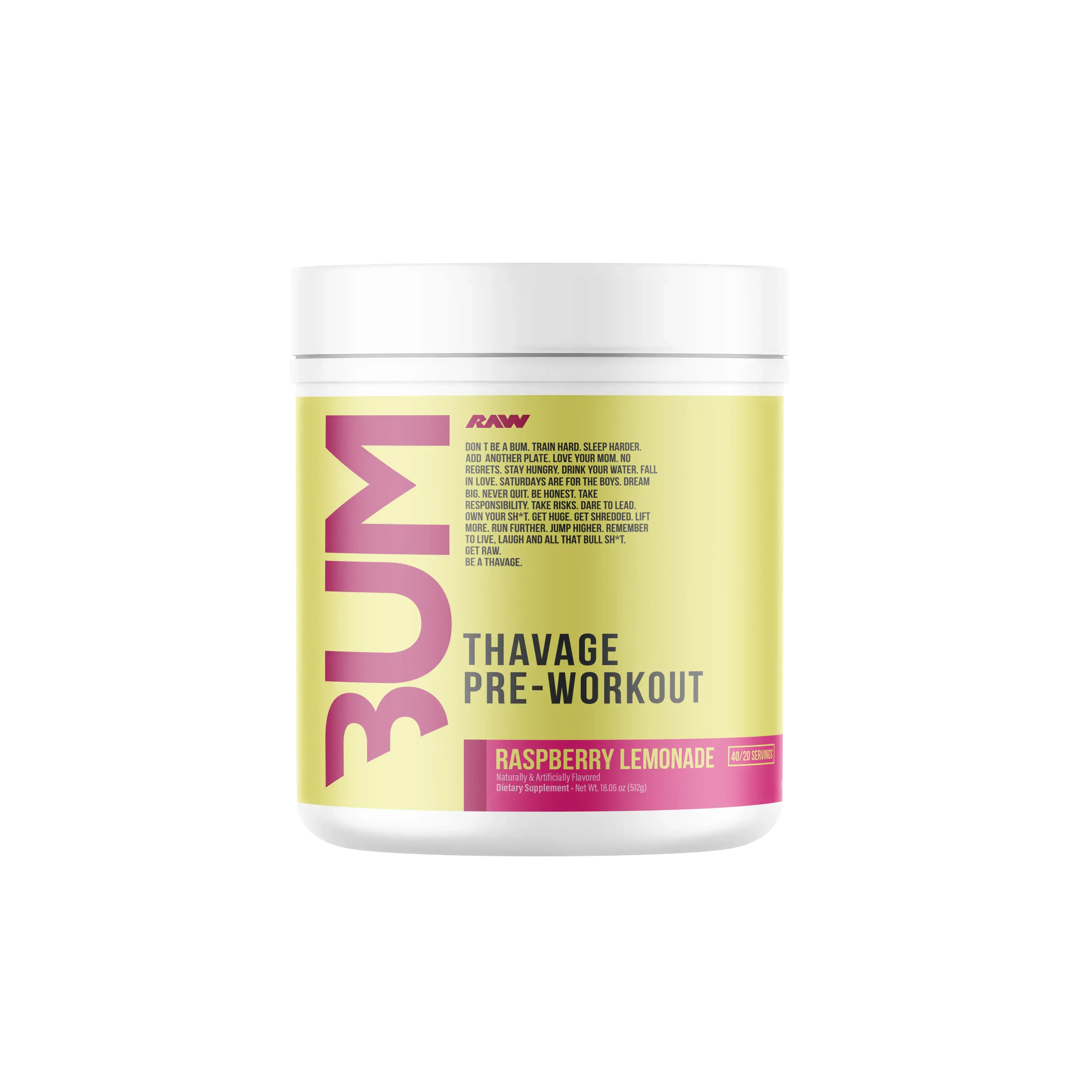 Pre-workout cu cofeina - Preworkout cu cofeina, RAW Nutrition, CBUM Thavage, 520 de grame, pudra