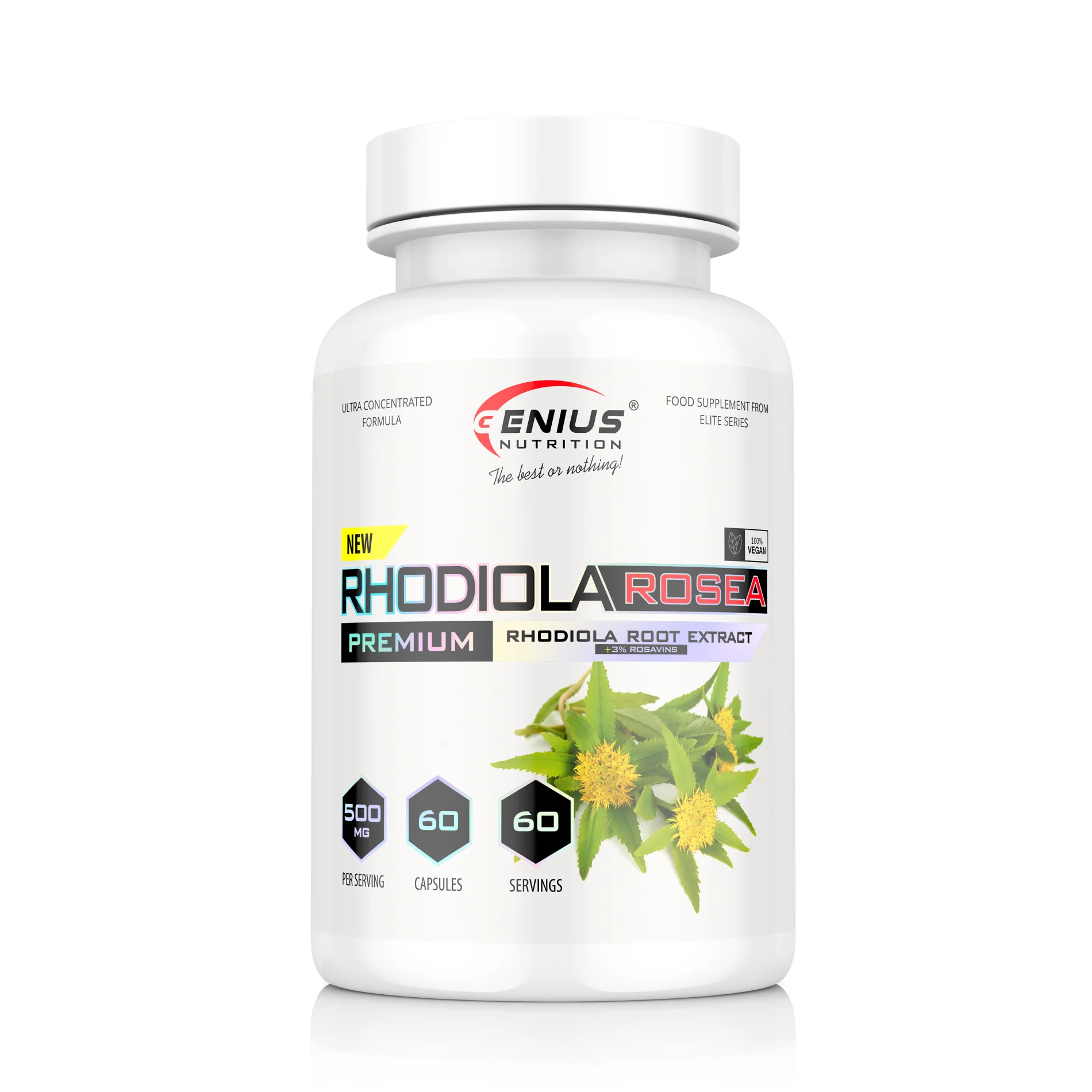 Energie si hidratare - Rhodiola Rosea, Genius Nutrition, 500mg, 60 de capsule