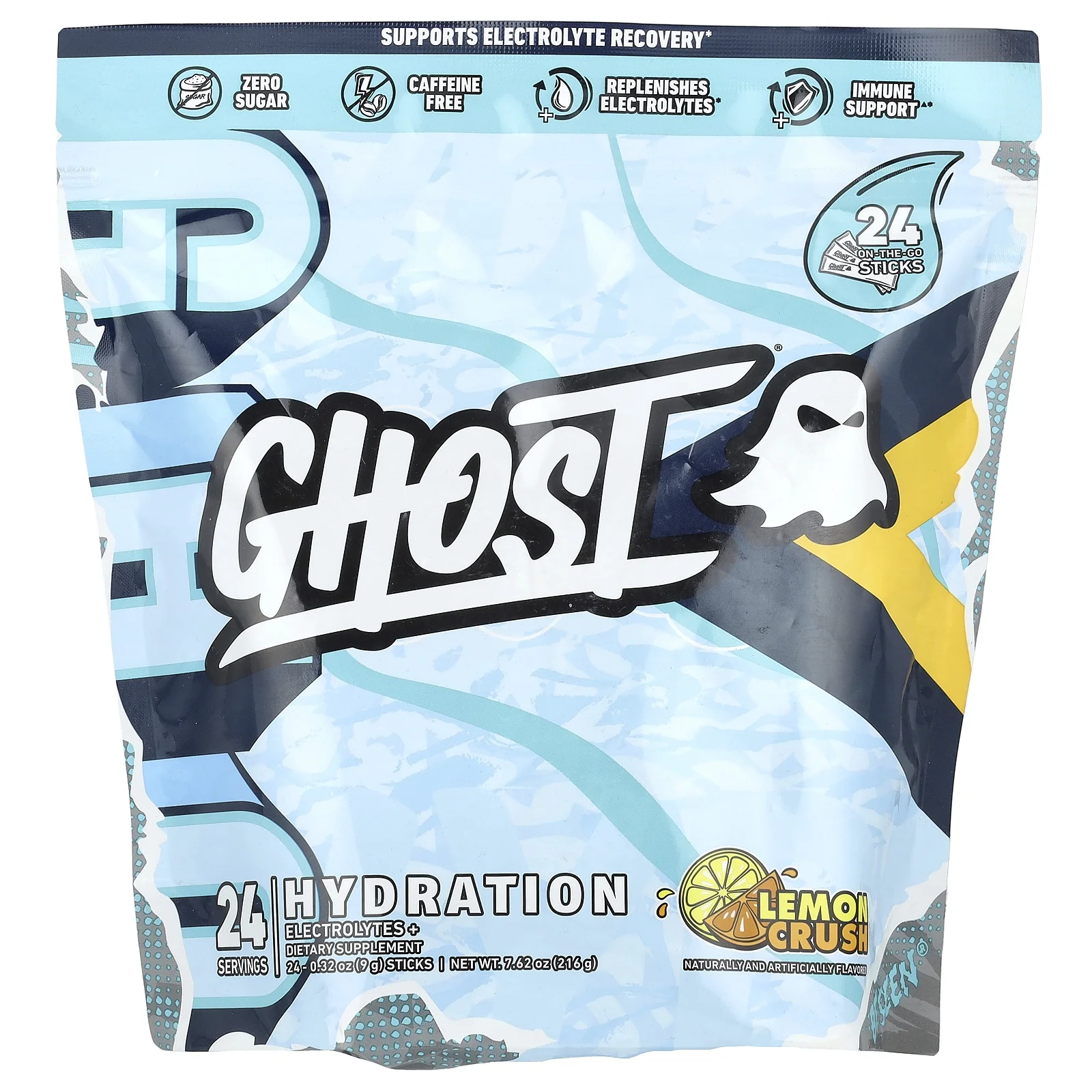 Pre-workout si performanta - Saruri si electroliti de hidratare, Ghost, Ghost Hydration Sticks, 24 de sticks-uri cu 9 grame de pudra